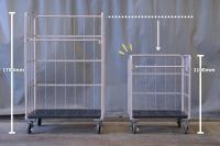 【新品】天使のカゴ台車　ベージュ　W850×D650×H1100　両面折りたたみ式【軽量・小型カゴ台車】