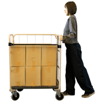 【新品】天使のカゴ台車　ベージュ　W850×D650×H1100　両面折りたたみ式【軽量・小型カゴ台車】