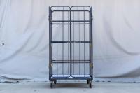 【販売終了】【中古】観音扉付きカゴ台車　W1050×D1050×H2100　ネイビー　床板鉄製（フェルト生地付き）