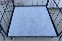 【販売終了】【中古】観音扉付きカゴ台車　W1050×D1050×H2100　ネイビー　床板鉄製（フェルト生地付き）