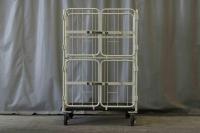 【販売終了】【中古】俺のカゴ台車　アイボリー　W1100×D800×H1700　上下観音扉付き【レンタル使用品】