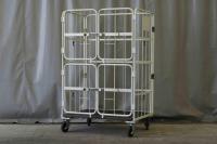 【販売終了】【中古】俺のカゴ台車　アイボリー　W1100×D800×H1700　上下観音扉付き【レンタル使用品】