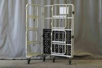 【販売終了】【中古】俺のカゴ台車　アイボリー　W1100×D800×H1700　上下観音扉付き【レンタル使用品】