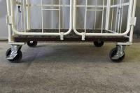 【販売終了】【中古】俺のカゴ台車　アイボリー　W1100×D800×H1700　上下観音扉付き【レンタル使用品】