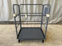 【販売終了】【中古】天使のカゴ台車Light　ブルーグレー　W850×D650×H1100　アルミ製　耐荷重200kg　両面折りたたみ式【軽量・小型カゴ台車】