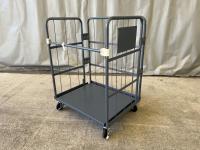 【販売終了】【中古】天使のカゴ台車Light　ブルーグレー　W850×D650×H1100　アルミ製　耐荷重200kg　両面折りたたみ式【軽量・小型カゴ台車】