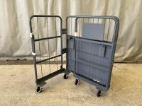 【販売終了】【中古】天使のカゴ台車Light　ブルーグレー　W850×D650×H1100　アルミ製　耐荷重200kg　両面折りたたみ式【軽量・小型カゴ台車】