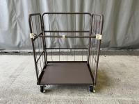 【販売終了】【中古】天使のカゴ台車Light　ココアブラウン　W850×D650×H1100　アルミ製　耐荷重200kg　両面折りたたみ式【軽量・小型カゴ台車】