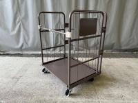 【販売終了】【中古】天使のカゴ台車Light　ココアブラウン　W850×D650×H1100　アルミ製　耐荷重200kg　両面折りたたみ式【軽量・小型カゴ台車】