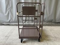 【販売終了】【中古】天使のカゴ台車Light　ココアブラウン　W850×D650×H1100　アルミ製　耐荷重200kg　両面折りたたみ式【軽量・小型カゴ台車】