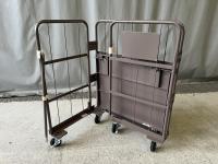 【販売終了】【中古】天使のカゴ台車Light　ココアブラウン　W850×D650×H1100　アルミ製　耐荷重200kg　両面折りたたみ式【軽量・小型カゴ台車】