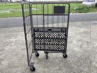 【販売終了】【GJサンクスセール品】【中古】俺のカゴ台車　ココアブラウン　W1100×D800×H1700　両面折りたたみ式