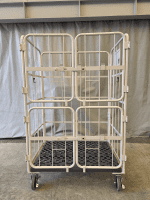 【中古】俺のカゴ台車　ベージュ　W1100×D800×H1700　上下観音扉付き【業界初の規格！】