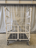 【中古】俺のカゴ台車　ベージュ　W1100×D800×H1700　上下観音扉付き【業界初の規格！】