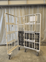 【中古】俺のカゴ台車　ベージュ　W1100×D800×H1700　上下観音扉付き【業界初の規格！】