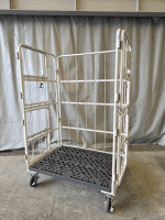 【中古】俺のカゴ台車　ベージュ　W1100×D800×H1700　上下観音扉付き【業界初の規格！】