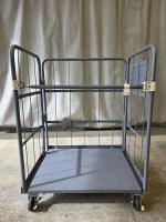 【販売終了】【中古】【限定1台】天使のカゴ台車Light　ブルーグレー　W850×D650×H1100　アルミ製　耐荷重200kg　両面折りたたみ式【軽量・小型カゴ台車】