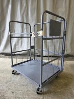 【販売終了】【中古】【限定1台】天使のカゴ台車Light　ブルーグレー　W850×D650×H1100　アルミ製　耐荷重200kg　両面折りたたみ式【軽量・小型カゴ台車】