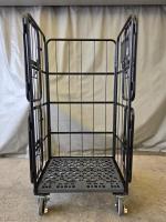 【販売終了】【美品中古】俺のカゴ台車　ブラック　W850×D650×H1700　上下観音扉付き【業界初の規格！】