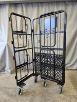 【販売終了】【美品中古】俺のカゴ台車　ブラック　W850×D650×H1700　上下観音扉付き【業界初の規格！】