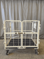 【セール対象品】【アウトレット】天使のカゴ台車BIG　アイボリー　W1100×D800×H1100　観音扉付き【軽量・小型カゴ台車】