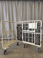 【セール対象品】【アウトレット】天使のカゴ台車BIG　アイボリー　W1100×D800×H1100　観音扉付き【軽量・小型カゴ台車】