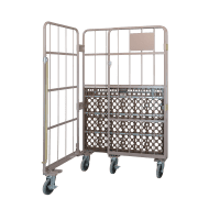 【販売終了】【受注生産品】俺のカゴ台車　ココアブラウン　W1100×D800×H1700　両面折りたたみ式【1ロット30台～】