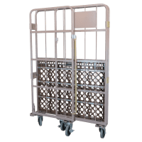 【販売終了】【受注生産品】俺のカゴ台車　ココアブラウン　W1100×D800×H1700　両面折りたたみ式【1ロット30台～】