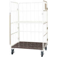 【受注生産品】俺のカゴ台車　アイボリー　W1100×D800×H1700　中間棚一体型【1ロット30台～】