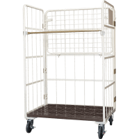 【受注生産品】俺のカゴ台車　アイボリー　W1100×D800×H1700　中間棚一体型【1ロット30台～】