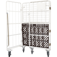 【受注生産品】俺のカゴ台車　アイボリー　W1100×D800×H1700　中間棚一体型【1ロット30台～】