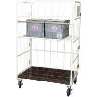 【受注生産品】俺のカゴ台車　アイボリー　W1100×D800×H1700　中間棚一体型【1ロット30台～】