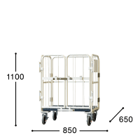 【受注生産品】天使のカゴ台車　アイボリー　W850×D650×H1100　観音扉付き【軽量・小型カゴ台車】【1ロット30台～】
