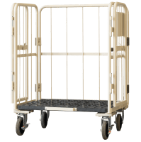 【受注生産品】天使のカゴ台車　アイボリー　W850×D650×H1100　観音扉付き【軽量・小型カゴ台車】【1ロット30台～】