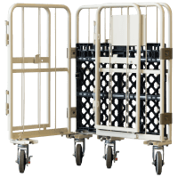 【受注生産品】天使のカゴ台車　アイボリー　W850×D650×H1100　観音扉付き【軽量・小型カゴ台車】【1ロット30台～】