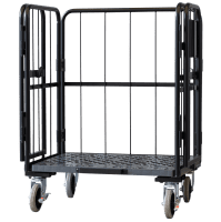 【受注生産品】天使のカゴ台車　ブラック　W850×D650×H1100　観音扉付き【軽量・小型カゴ台車】【1ロット30台～】