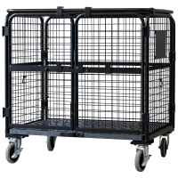 【販売終了】【受注生産品】天使のセキュリティカゴ台車BIG　ブラック　W1100×D840×H1134【軽量・小型カゴ台車】【1ロット30台～】