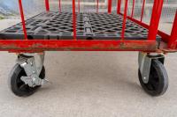 【販売終了】【美品中古】カゴ台車　W800×D600×H1700　本宏製作所製　レッド【大量注文割引あり】
