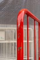 【販売終了】【美品中古】カゴ台車　W800×D600×H1700　本宏製作所製　レッド【大量注文割引あり】