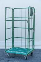 【販売終了】【中古】カゴ台車　W800×D600×H1700　本宏製作所製　グリーン【限定1台】