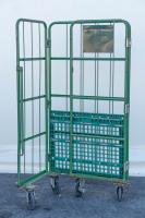 【販売終了】【中古】カゴ台車　W800×D600×H1700　本宏製作所製　グリーン【限定1台】