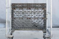 【販売終了】【中古】カゴ台車　W800×D600×H1700　本宏製作所製　シルバー