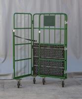 【販売終了】【中古】カゴ台車　W940×D800×H1700　本宏製作所製　グリーン