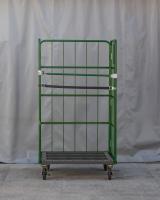 【販売終了】【中古】カゴ台車　W940×D800×H1700　本宏製作所製　グリーン