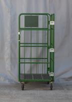 【販売終了】【中古】カゴ台車　W940×D800×H1700　本宏製作所製　グリーン