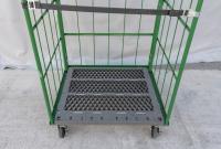 【販売終了】【中古】カゴ台車　W940×D800×H1700　本宏製作所製　グリーン