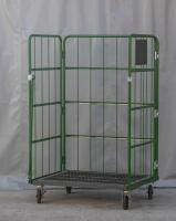 【販売終了】【中古】カゴ台車　W1100×D800×H1700　本宏製作所製　グリーン