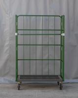 【販売終了】【中古】カゴ台車　W1100×D800×H1700　本宏製作所製　グリーン