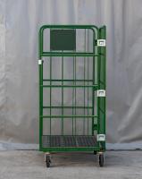 【販売終了】【中古】カゴ台車　W1100×D800×H1700　本宏製作所製　グリーン