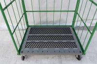【販売終了】【中古】カゴ台車　W1100×D800×H1700　本宏製作所製　グリーン